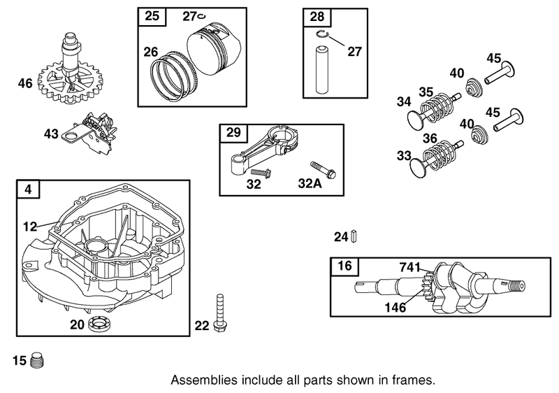 Crankcasecrankshaftpistonand Valve Assembly Briggs And Stratton Model 12f802 1770 B1