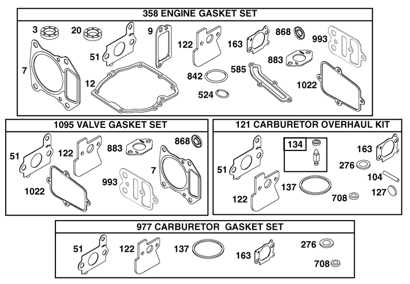 Gasket Set Briggs and Stratton 123602 0152 E1