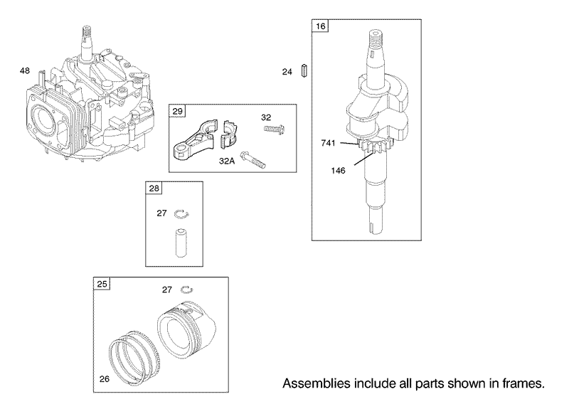 Crankshaft Assembly Engine Briggs and Stratton Model 122602 0120 E1