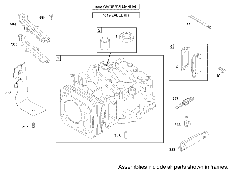 Cylinder Assembly Engine Briggs and Stratton Model 122602 0120 E1