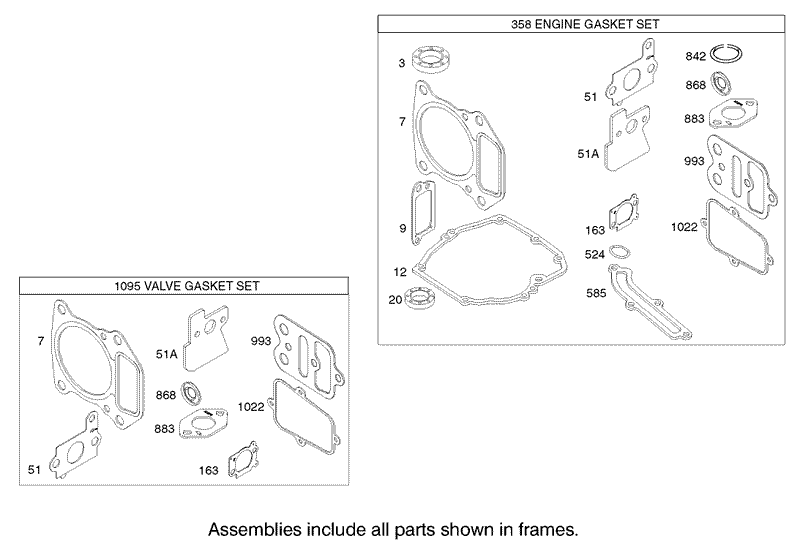 Gasket Assembly Engine Briggs and Stratton Model 122602 0120 E1