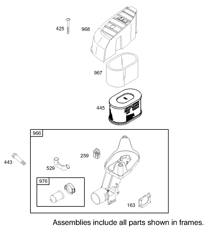 Air Cleaner Assembly Briggs and Stratton Model 122602 0120 E1