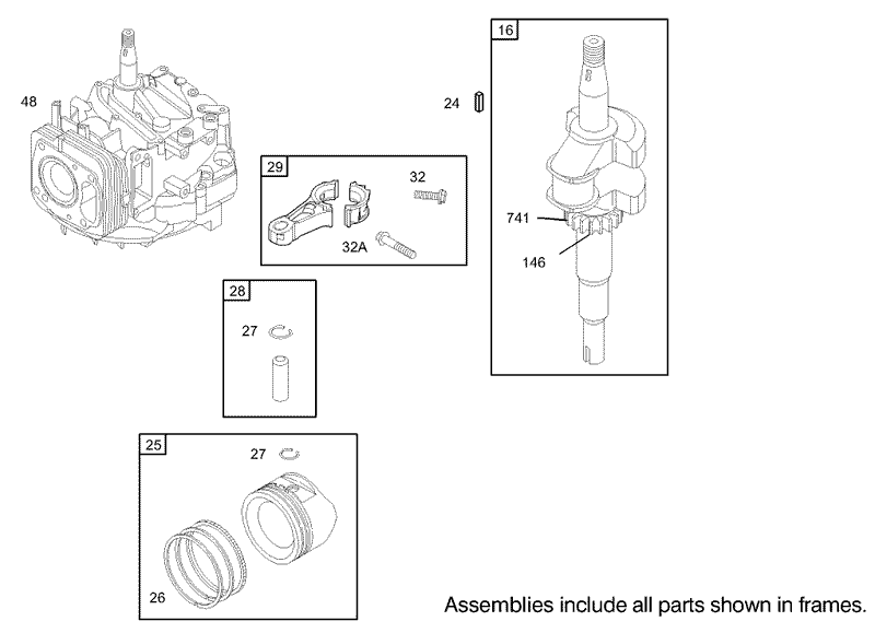 Crankshaft Assembly Briggs and Stratton Model 122602 0120 E1