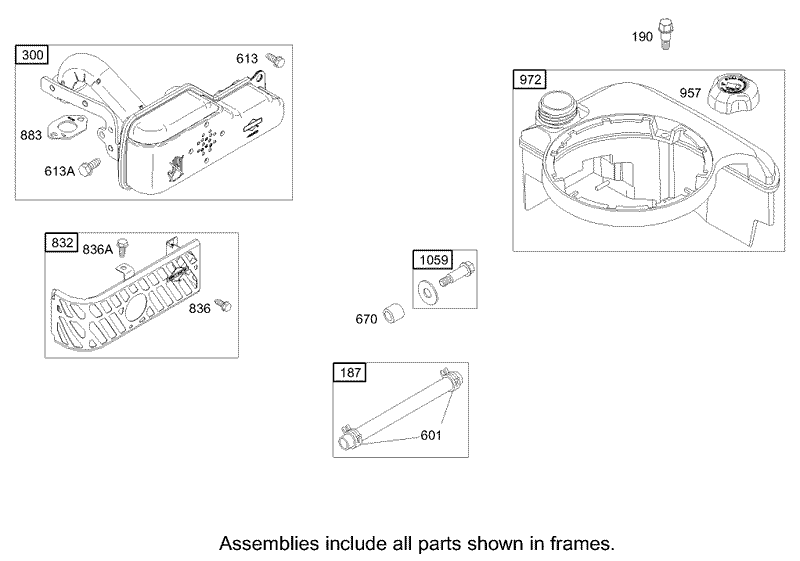 Muffler and Fuel Tank Assembly Briggs and Stratton Model 122602 0120 E1