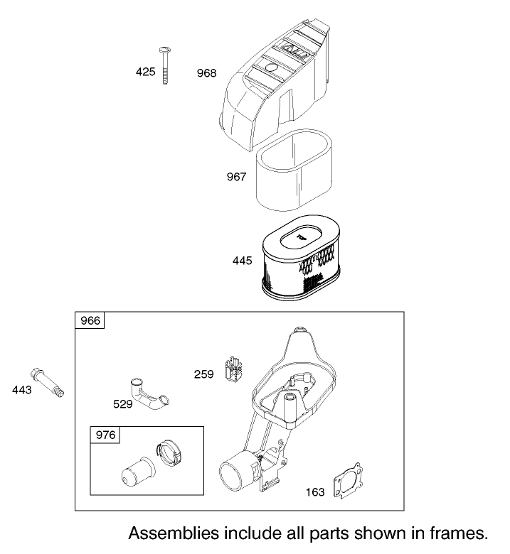 Air Cleaner Assembly Engine Briggs and Stratton Model 122607 0116 E1