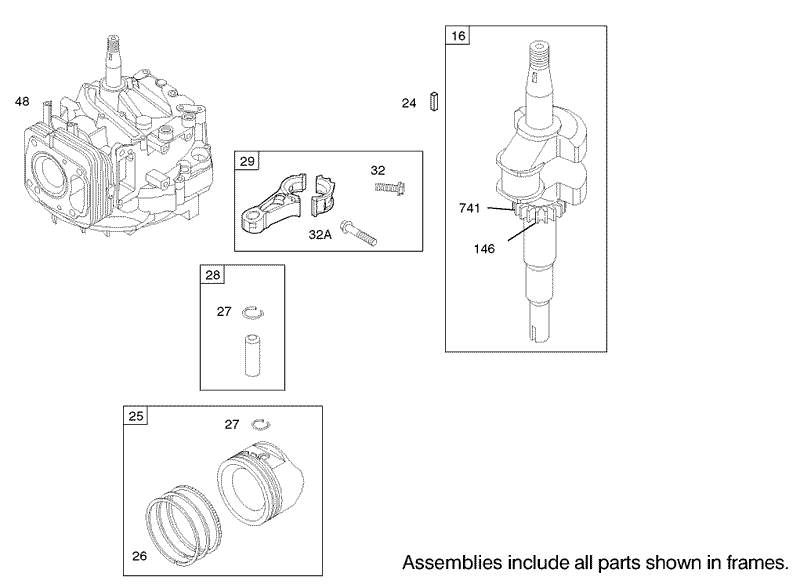 Crankshaft Assembly Engine Briggs and Stratton Model 122607 0116 E1