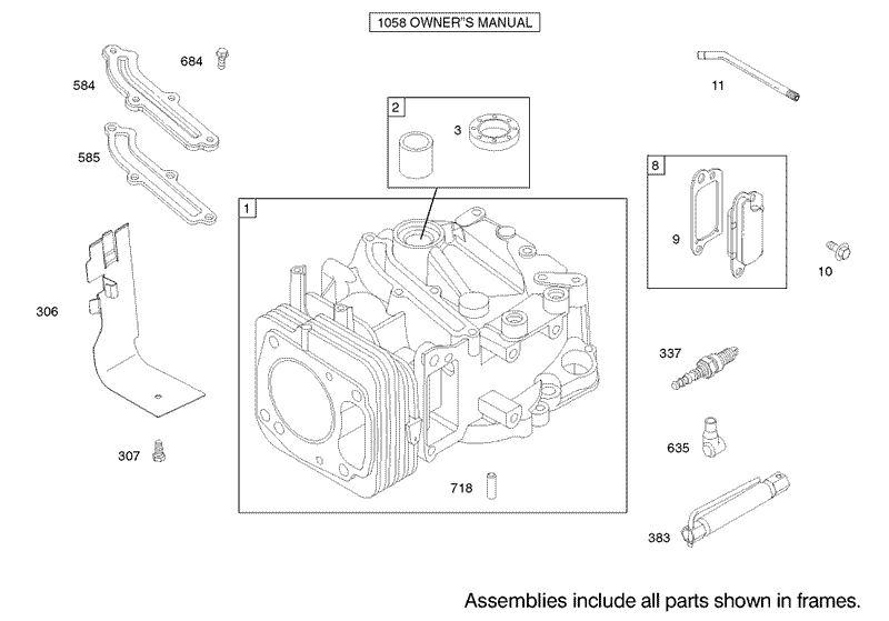 Cylinder Assembly Engine Briggs and Stratton Model 122607 0116 E1