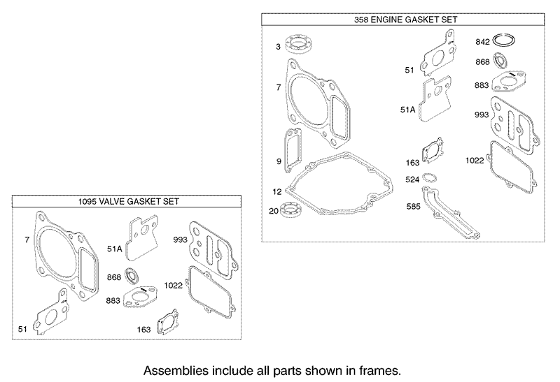 Gasket Assembly Engine Briggs and Stratton Model 122607 0116 E1