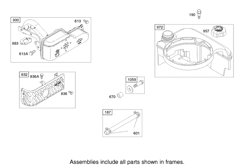 Muffler and Fuel Tank Assembly Engine Briggs and Stratton Model 122607 0116 E1