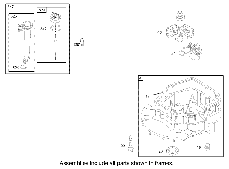 Crankcase Assembly Briggs and Stratton Model 122607 0116 E1