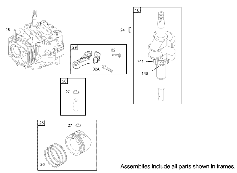 Crankshaft Assembly Briggs and Stratton Model 122607 0116 E1