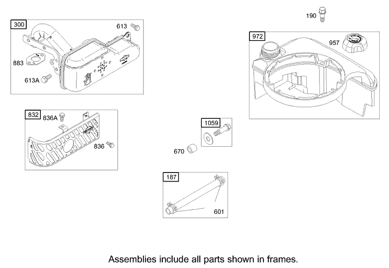 Muffler and Fuel Tank Assembly Briggs and Stratton Model 122607 0116 E1