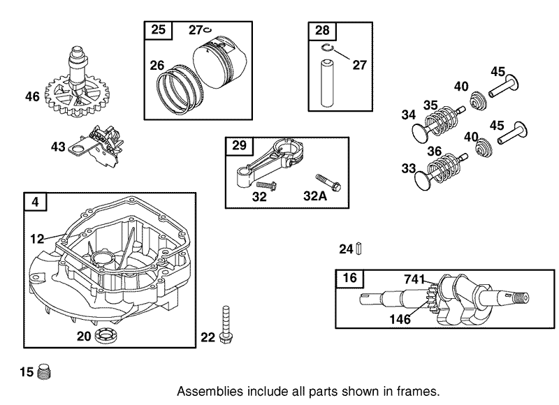 Crankcase Crankshaft Piston and Valve Assembly Briggs and Stratton Model 12F802 1770 B1