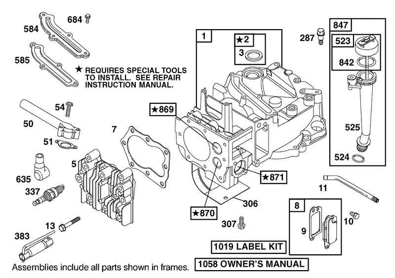 Cylinder and Cylinder Head Assembly Briggs and Stratton Model 12F802 1770 B1