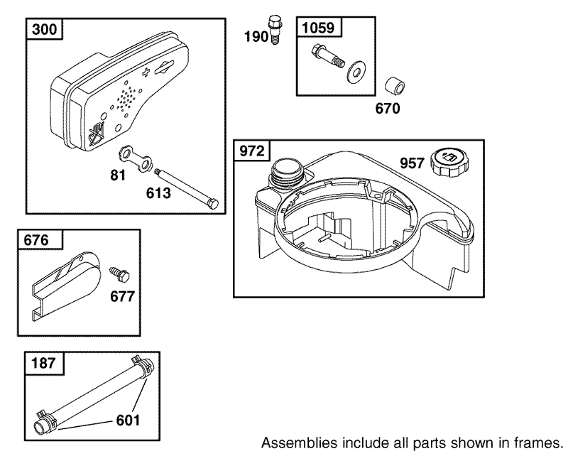 Muffler and Fuel Tank Assembly Briggs and Stratton Model 12F802 1770 B1