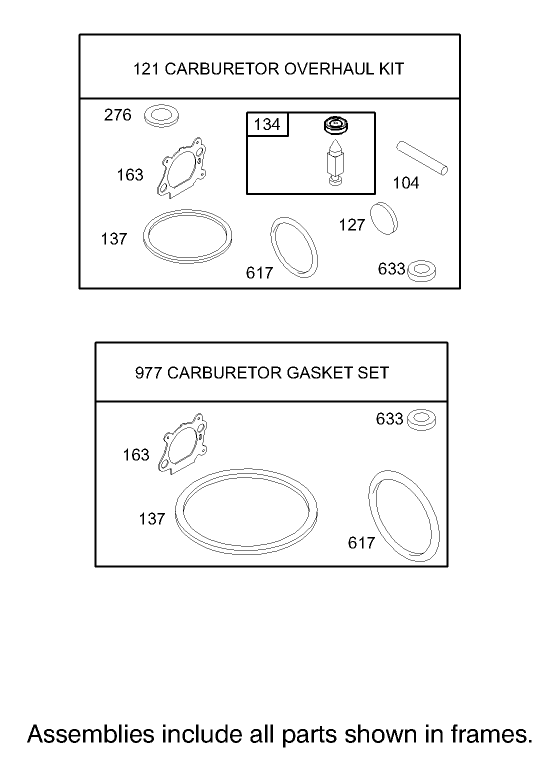Carburetor Overhaul Kit Assembly Briggs and Stratton Model 12H802 1720 B1