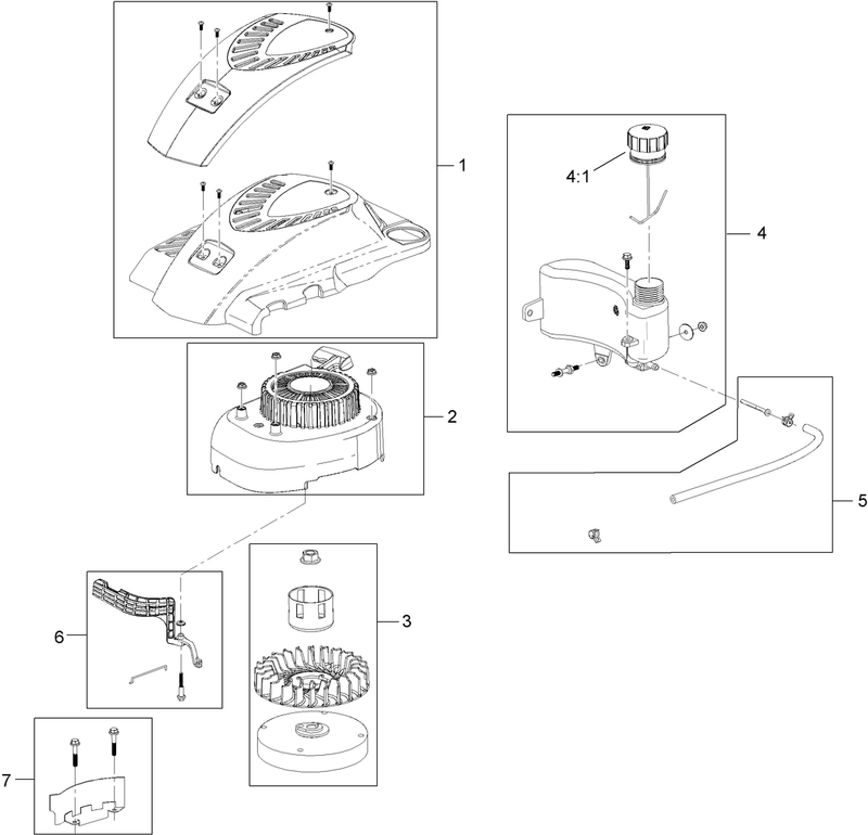 Shroud Flywheel and Fuel Tank Assembly