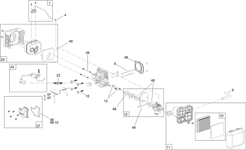 Carburetor Muffler Air Cleaner and Valve Cover Assembly