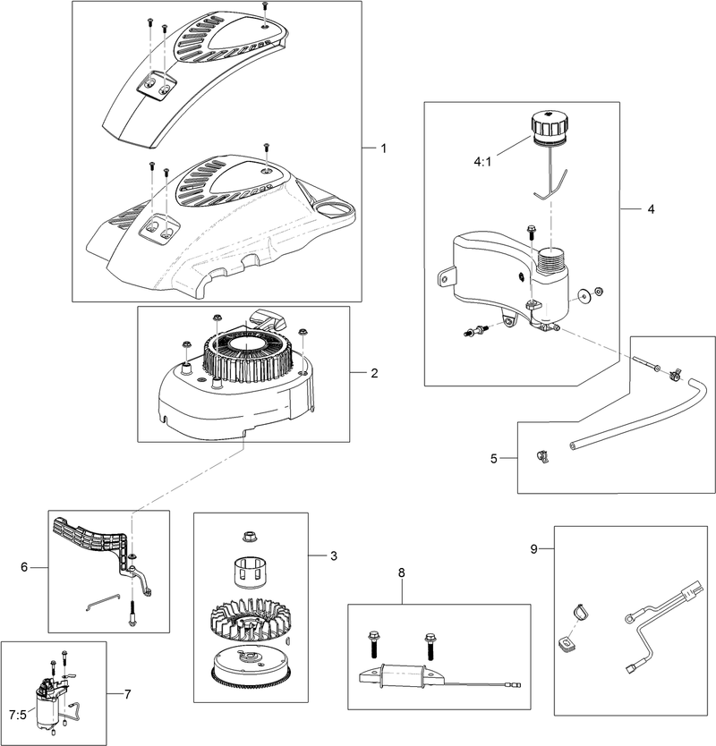 Shroud Flywheel and Fuel Tank Assembly