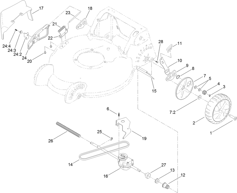 Side Discharge Transmission and Rear Wheel Assembly
