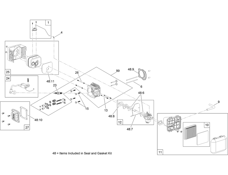 Carburetor Muffler Air Cleaner and Valve Cover Assembly
