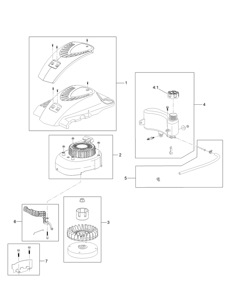 Shroud Flywheel and Fuel Tank Assembly