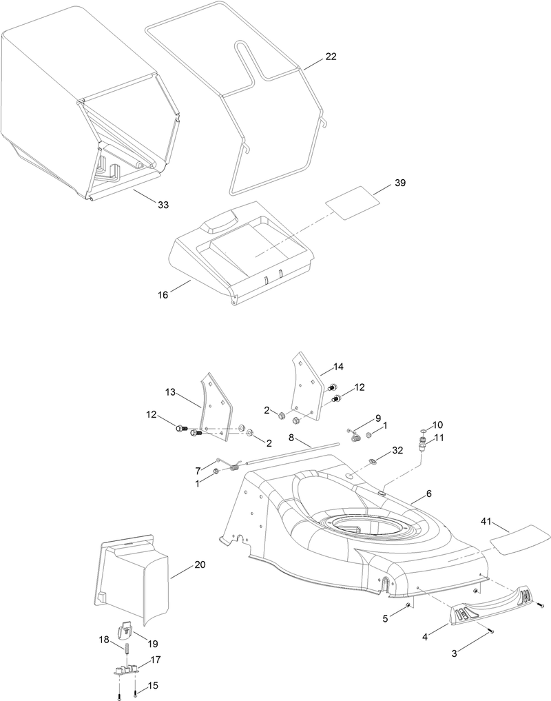 Deck and Grass Bag Assembly