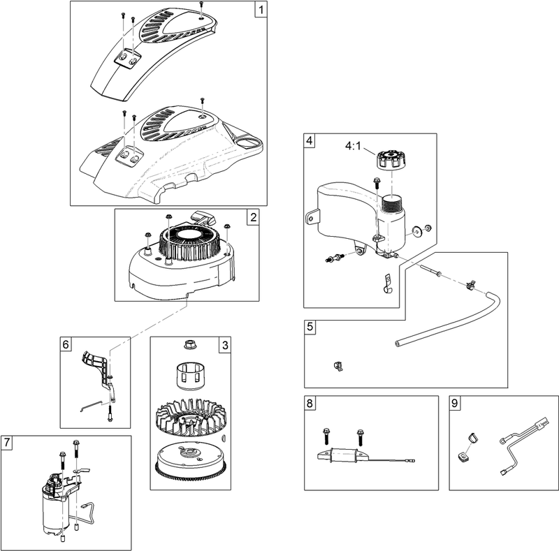 Shroud Flywheel and Fuel Tank Assembly