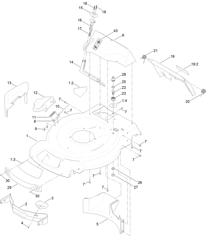 Deck Side Chute and Rear Door Assembly