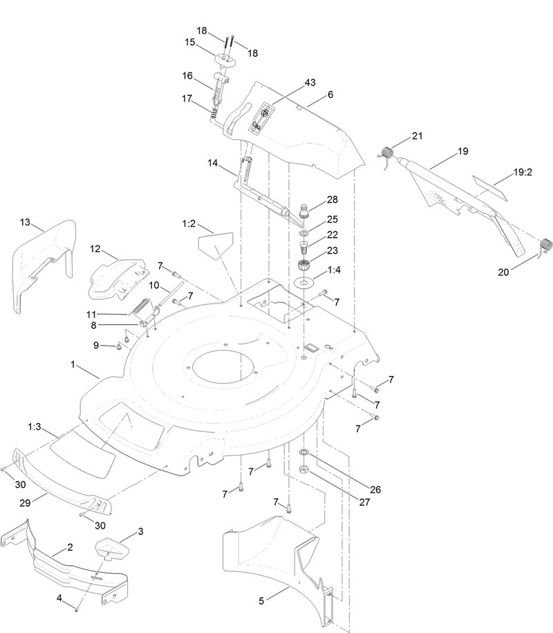 Deck Side Chute and Rear Door Assembly