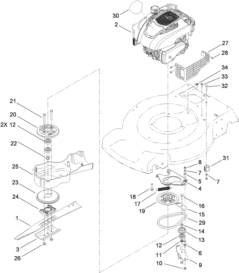 Engine and Blade Assembly