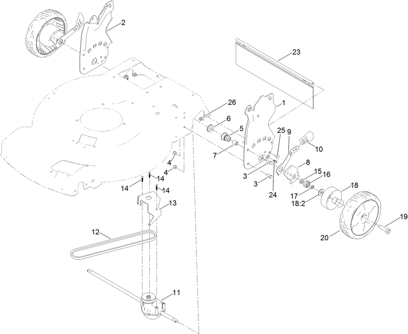 Rear Wheel and Height ofCut Assembly