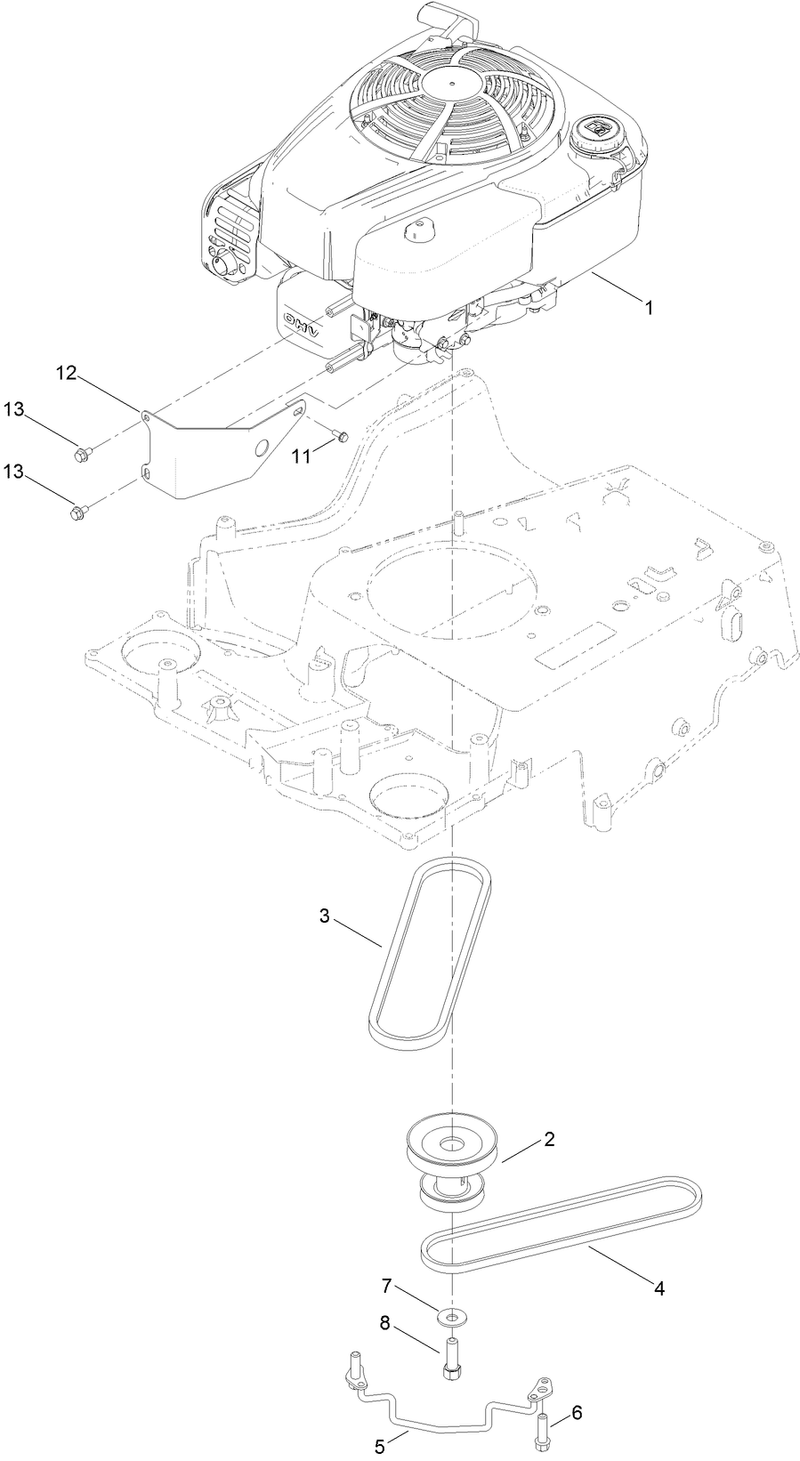 Engine and Pulley Assembly