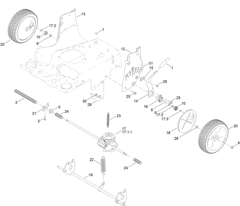 Rear Wheel and Height of Cut Assembly