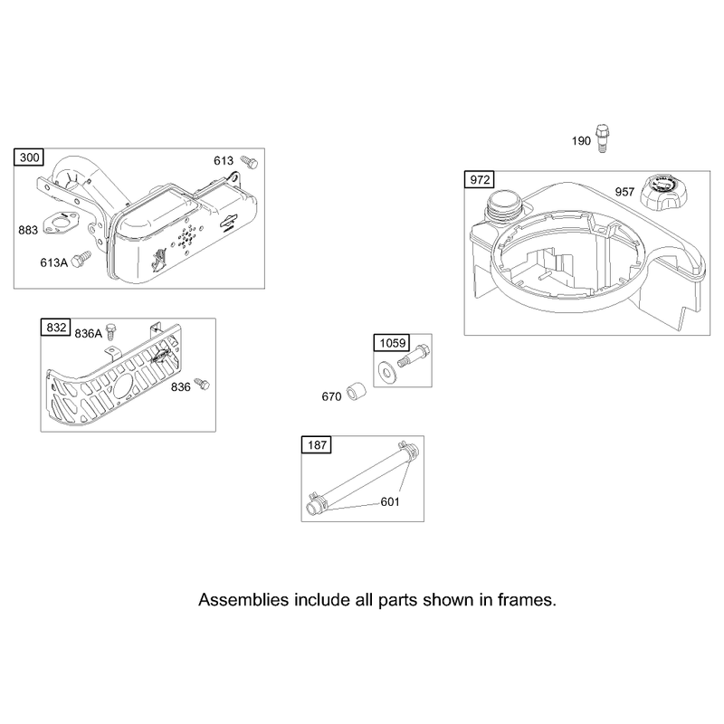 Muffler and Fuel Tank Assembly Briggs and Stratton Model 122602-0120-E1
