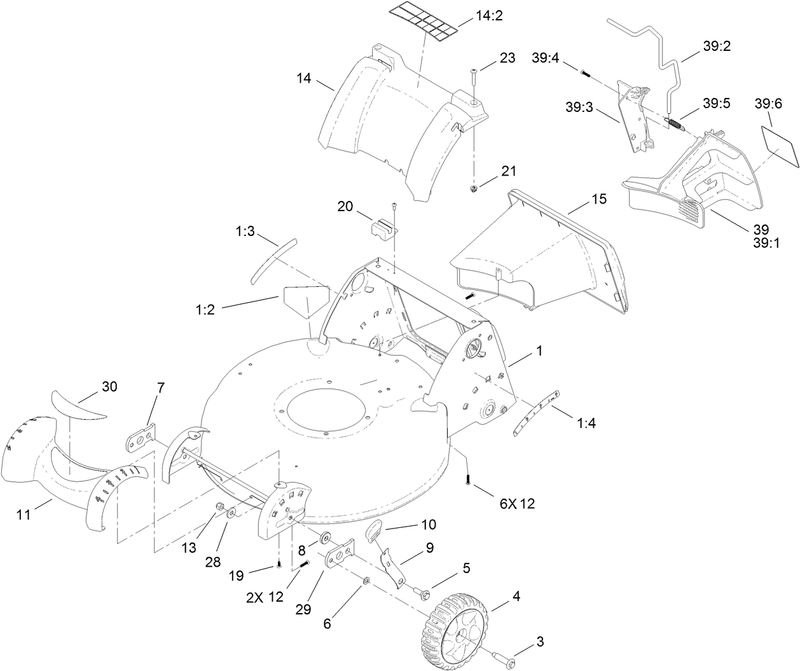 Deck Housing Front Wheel and Rear Door Assembly