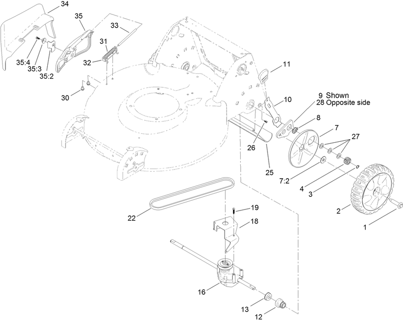 Transmission Rear Wheel and Side Discharge Assembly
