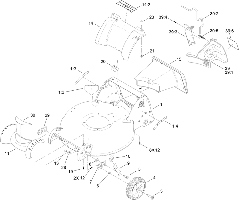 Deck Housing Front Wheel and Rear Door Assembly