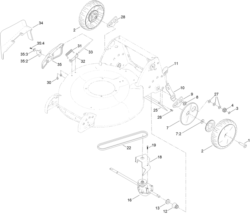 Transmission Rear Wheel and Side Discharge Assembly