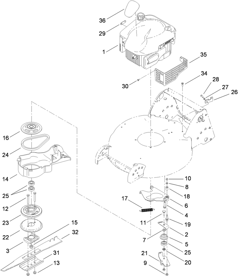 Engine and Blade Brake Control Assembly