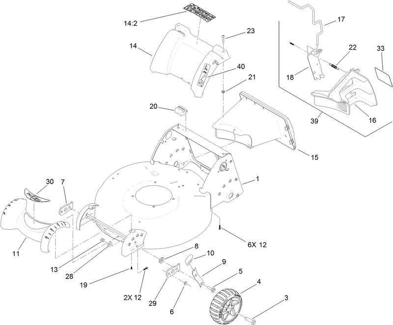 Deck Housing Front Wheel and Rear Door Assembly