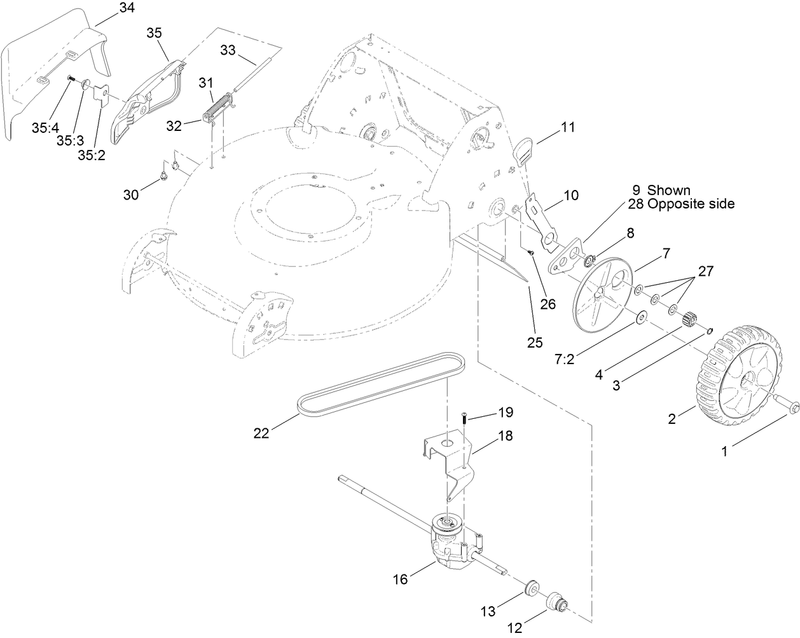 Transmission Rear Wheel and Side Discharge Assembly