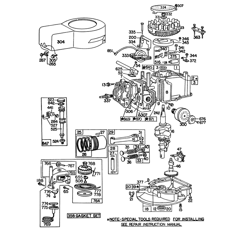 Engine Briggs and Stratton Model 93508-0193-01 Engine Briggs and Stratton Model 92908-2052-01