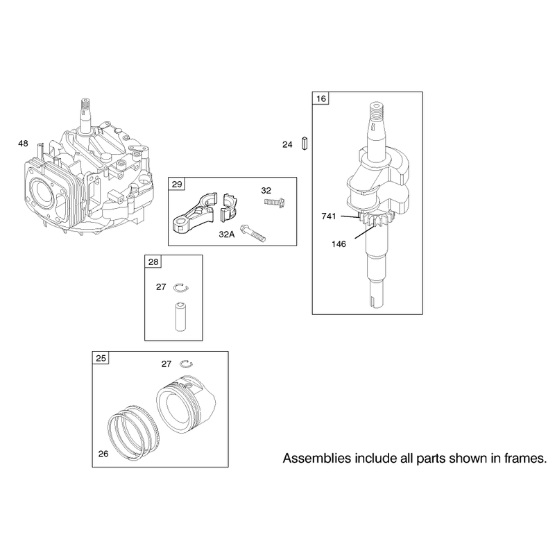 Crankshaft Assembly Briggs and Stratton Model 122602-0120-E1