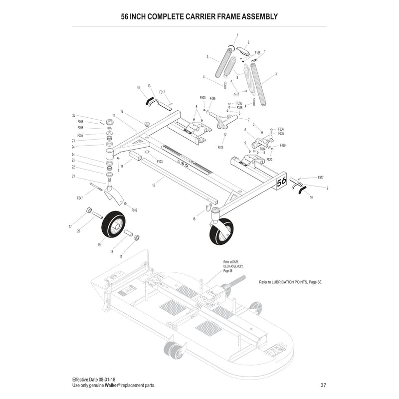 56 INCH COMPLETE CARRIER FRAME ASSEMBLY