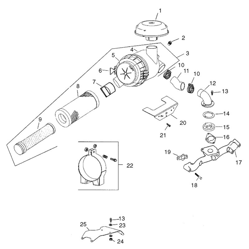 Group 10 Air IntakeFiltration Assembly Kohler CH25S-68695