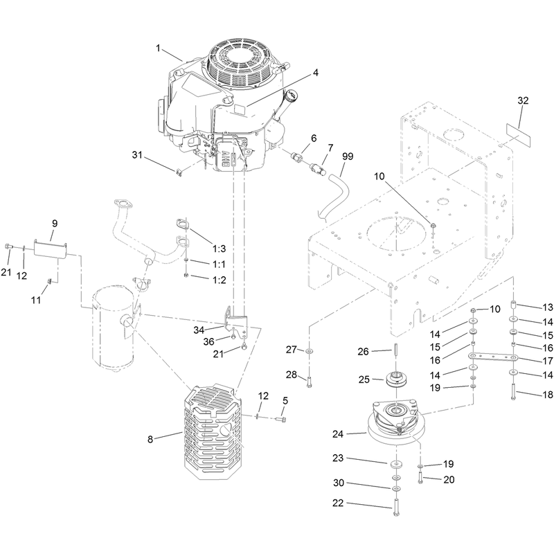 Engine and Clutch Assembly