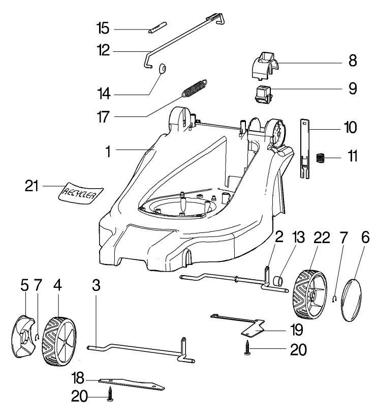 Chassis Parts Model No 21020 21022