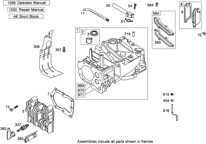 Cylinder Assembly Briggs and Stratton 122T07 2059 B1