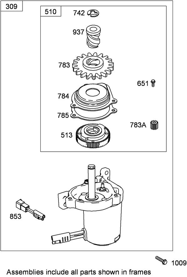 Electric Starter Assembly Briggs and Stratton 122T07 2058 B1